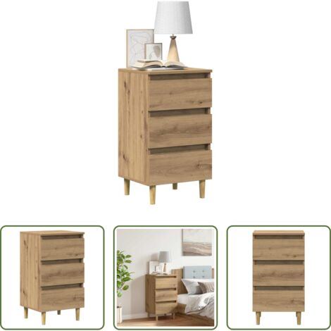 vidaXL Comodino multistrato -  Comodino Rovere Artigianale 40x35x69 cm in Legno Multistrato
