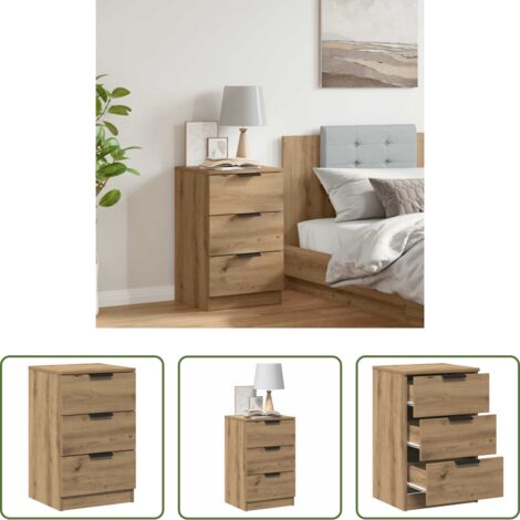 vidaXL Comodino multistrato -  Comodino Rovere Artigianale 40x36x65 cm in Legno Multistrato