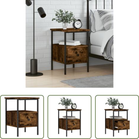 vidaXL Comodino multistrato -  Comodino Rovere Fumo 34x36x50 cm in Legno Multistrato
