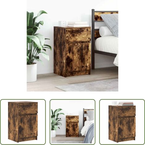vidaXL Comodino multistrato -  Comodino Rovere Fumo 39x35x65 cm in Legno Multistrato