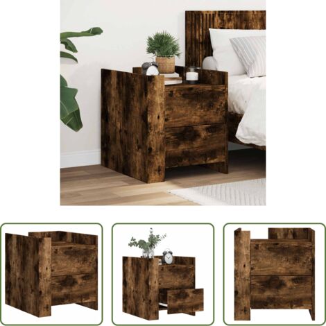 vidaXL Comodino multistrato -  Comodino Rovere Fumo 45x50x50 cm in Truciolato