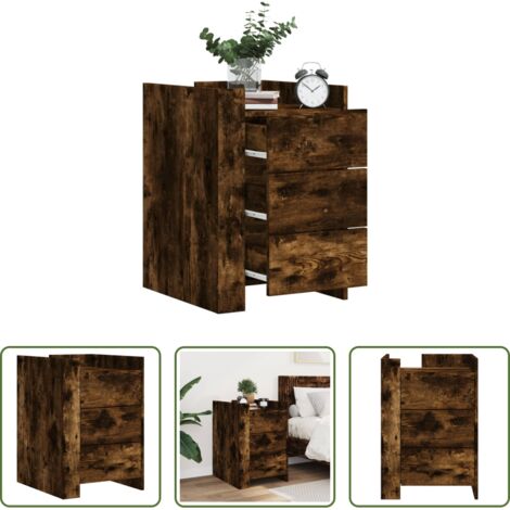 vidaXL Comodino multistrato -  Comodino Rovere Fumo 45x50x65 cm in Legno Multistrato