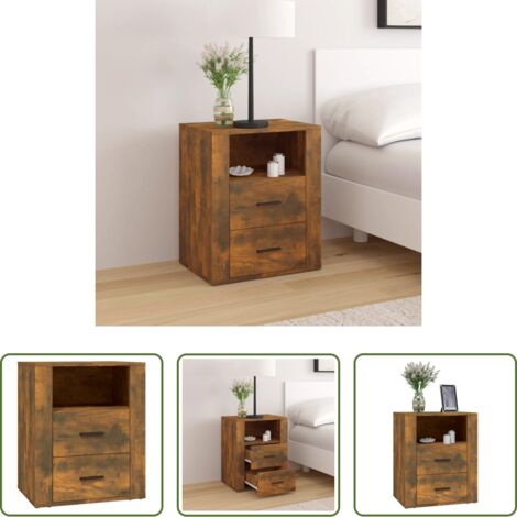 vidaXL Comodino multistrato -  Comodino Rovere Fumo 50x36x60 cm Legno Multistrato