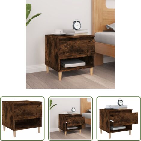 vidaXL Comodino multistrato -  Comodino Rovere Fumo 50x46x50 cm in Legno Multistrato