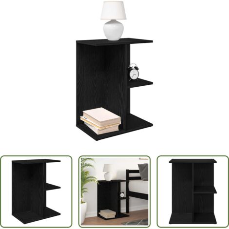 vidaXL Comodino multistrato -  Comodino Rovere Nero 40,5x31x60 cm in Legno Multistrato