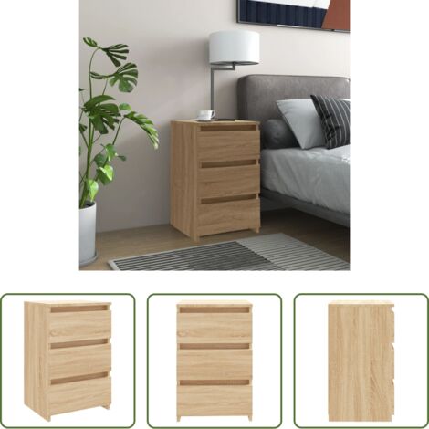 vidaXL Comodino multistrato -  Comodino Rovere Sonoma 40x35x62,5 cm in Legno Multistrato