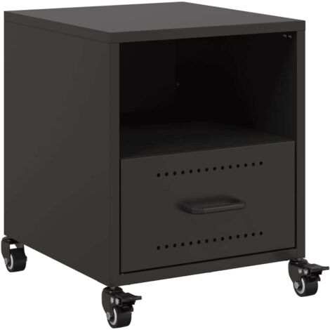 vidaXL Comodino Nero 36x39x43,5 cm in Acciaio