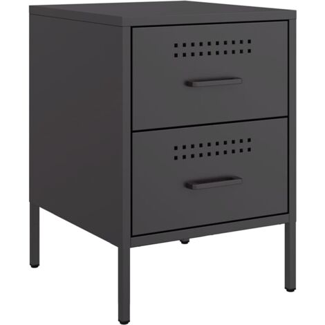 vidaXL Comodino Nero 36x39x50,5 cm in Acciaio