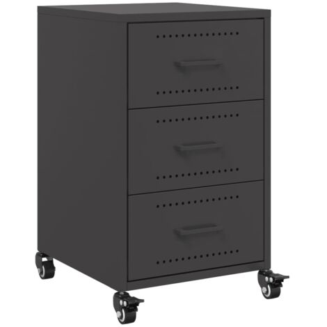 vidaXL Comodino Nero 36x39x59 cm in Acciaio
