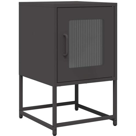 vidaXL Comodino Nero 36x39x60,5 cm in Acciaio Laminato a Freddo