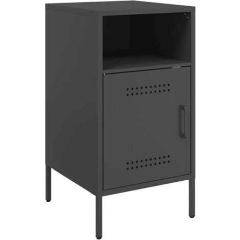 vidaXL Comodino Nero 36x39x68 cm in Acciaio