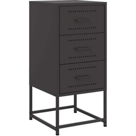 vidaXL Comodino Nero 36x39x78 cm in Acciaio