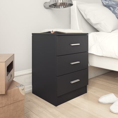 vidaXL Comodino Nero 38x35x56 cm in Legno Multistrato