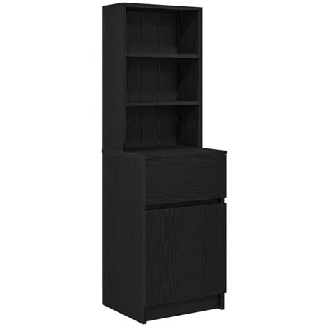 vidaXL Comodino Nero 39x35x125 cm in Legno Multistrato