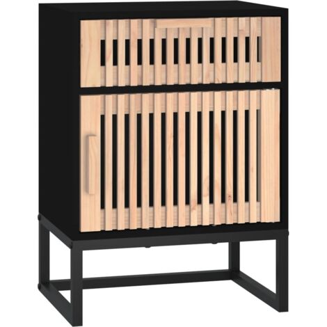 vidaXL Comodino Nero 40x30x55,5 cm Legno Multistrato e Ferro