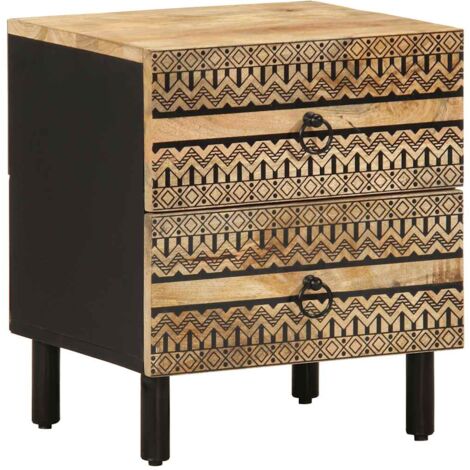 vidaXL Comodino Nero 40x33,5x46 cm in Legno Massello di Mango Grezzo