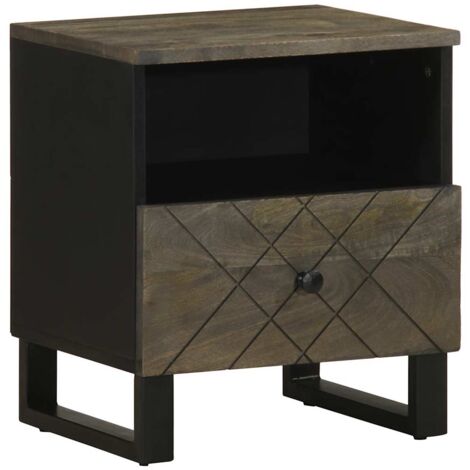 vidaXL Comodino Nero 40x33x46 cm in Legno Massello di Mango