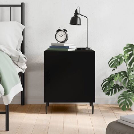 vidaXL Comodino Nero 40x40x50 cm in Legno Multistrato