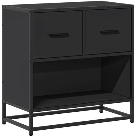 vidaXL Comodino Nero 60x31x60 cm in Legno Multistrato e Metallo