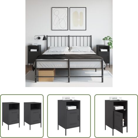 vidaXL Comodino nero -  Comodini 2 pz Neri 36x39x68 cm in Acciaio