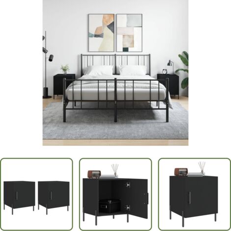 vidaXL Comodino nero -  Comodini 2 pz Neri 40x40x50 cm in Legno Multistrato