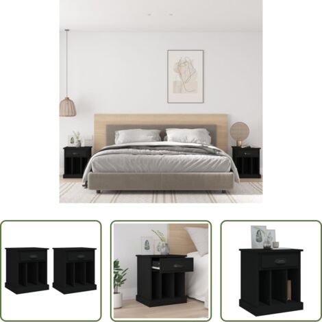 vidaXL Comodino nero -  Comodini 2 pz Neri 43x36x50 cm