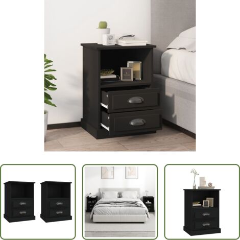 vidaXL Comodino nero -  Comodini 2 pz Neri 43x36x60 cm
