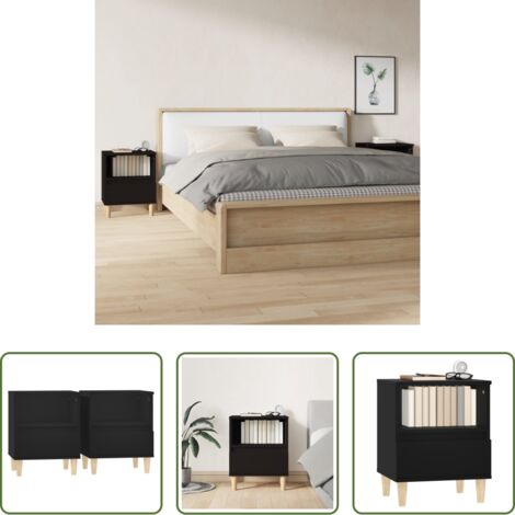vidaXL Comodino nero -  Comodini 2 pz Nero 40x35x50 cm