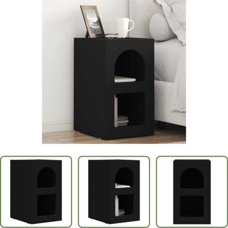 vidaXL Comodino nero -  Comodino Nero 29,5 x 33,5 x 50 cm Legno multistrato