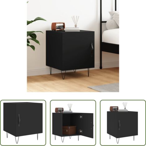 vidaXL Comodino nero -  Comodino Nero 40x40x50 cm in Legno Multistrato