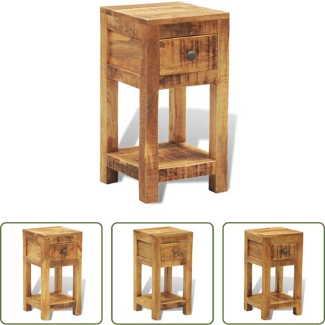 vidaXL Comodino per angolo -  Comodino con 1 Cassetto in Legno Massello di Mango