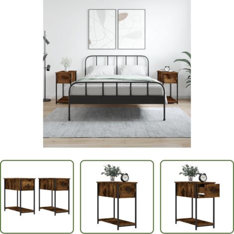 vidaXL Comodino per camera da letto -  Comodini 2 pz Rovere Fumo 30x60x60 cm in Legno Multistrato