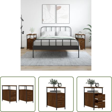 vidaXL Comodino per camera da letto -  Comodini 2 pz Rovere Marrone 30x60x60 cm in Legno Multistrato