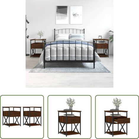 vidaXL Comodino per camera da letto -  Comodini 2 pz Rovere Marrone 40x42x55 cm in Legno Multistrato