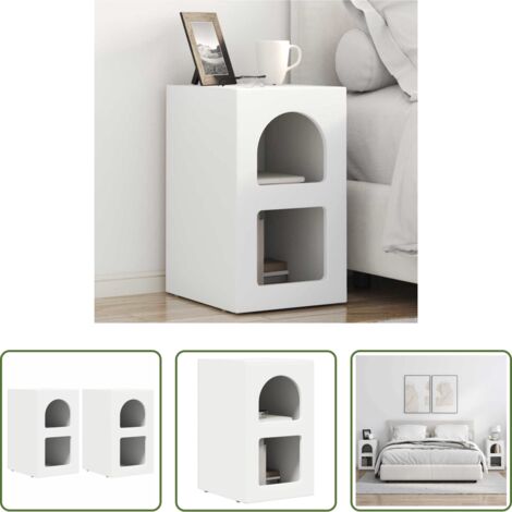 vidaXL Comodino per camera da letto -  Comodino 2 pcs Bianco 29,5 x 33,5 x 50 cm Legno multistrato