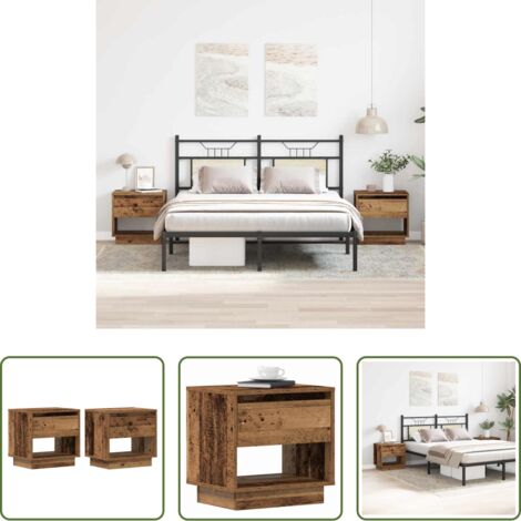vidaXL Comodino per camera da letto -  Comodino 2 pcs Legno vecchio 45 x 34 x 44 cm Legno multistrato
