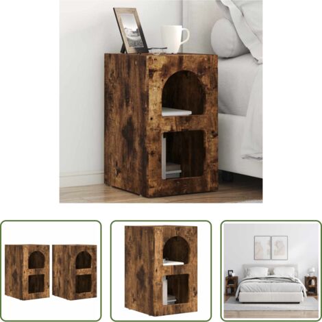 vidaXL Comodino per camera da letto -  Comodino 2 pcs Rovere fumé 29,5 x 33,5 x 50 cm
