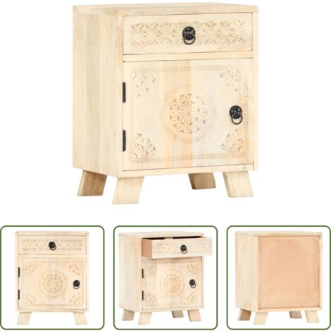 vidaXL Comodino per camera da letto -  Comodino 40x30x50 cm in Legno Massello di Mango