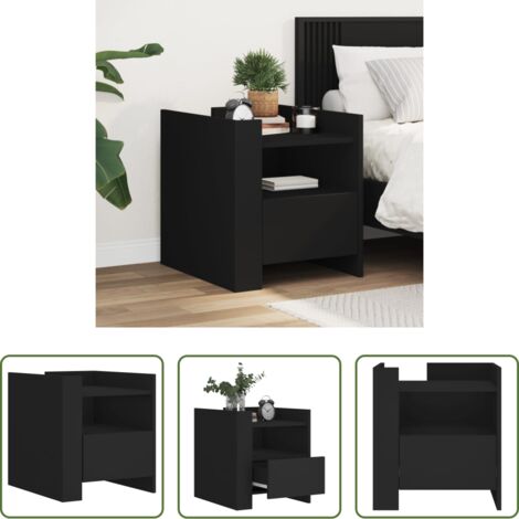 vidaXL Comodino per camera da letto -  Comodino Nero 45x50x50 cm in Truciolato