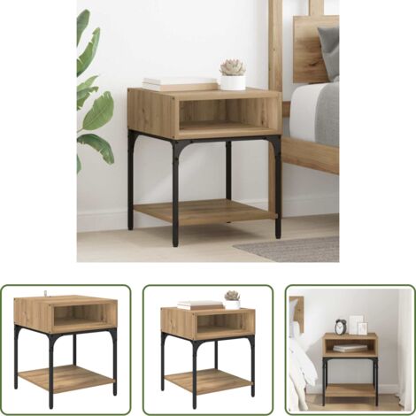 vidaXL Comodino per camera da letto -  Comodino Rovere artigianale 40 x 40 x 50 cm Legno multistrato
