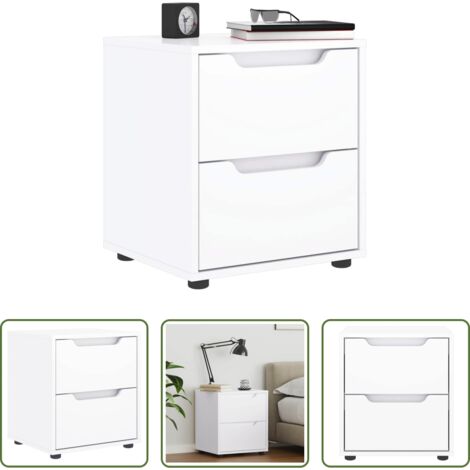 vidaXL Comodino per camera da letto -  Comodino VISNES Bianco 45x40x50 cm in Legno Multistrato