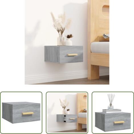 vidaXL Comodino per casa -  Comodino a Muro Grigio Sonoma 35x35x20 cm
