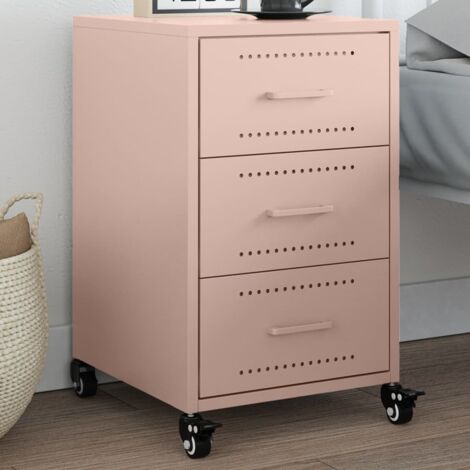 vidaXL Comodino Rosa 36x39x59 cm in Acciaio