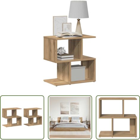 vidaXL Comodino rovere artigianale -  Comodini 2pz Rovere Artigianale 50x30x51,5 cm Legno Multistrato