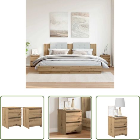vidaXL Comodino rovere -  Comodini 2pz Rovere Artigianale 30x30x40cm in Legno Multistrato