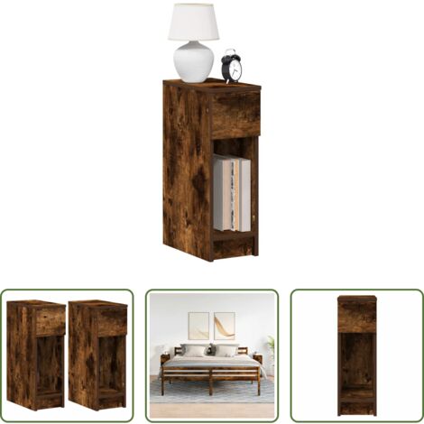 vidaXL Comodino rovere fumo -  Comodini con Cassetto 2 pz Rovere Fumo 20x36x60 cm
