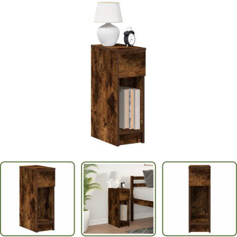 vidaXL Comodino rovere fumo -  Comodino con Cassetto Rovere Fumo 20x36x60 cm