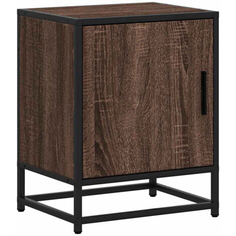 vidaXL Comodino Rovere Marrone 40x31x50 cm Legno Multistrato e Metallo