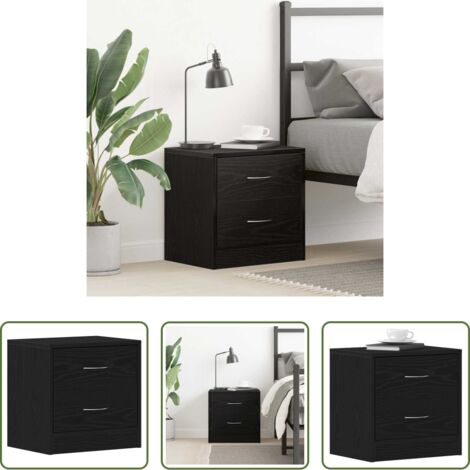 vidaXL Comodino rovere nero -  Comodino Rovere Nero 40x30x40 cm in Legno Multistrato