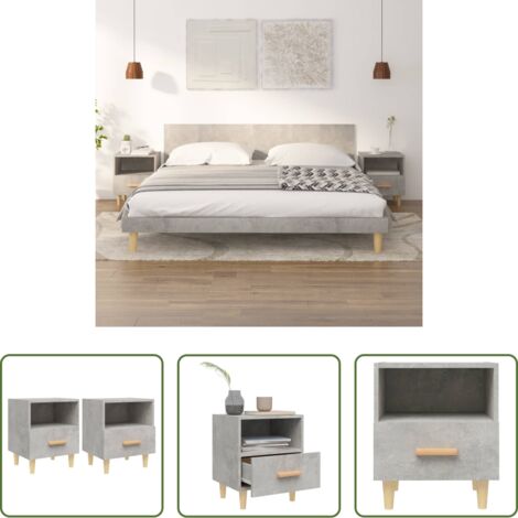 vidaXL Comodino scandinavo -  Comodini 2 pz Grigio Cemento 40x35x47 cm